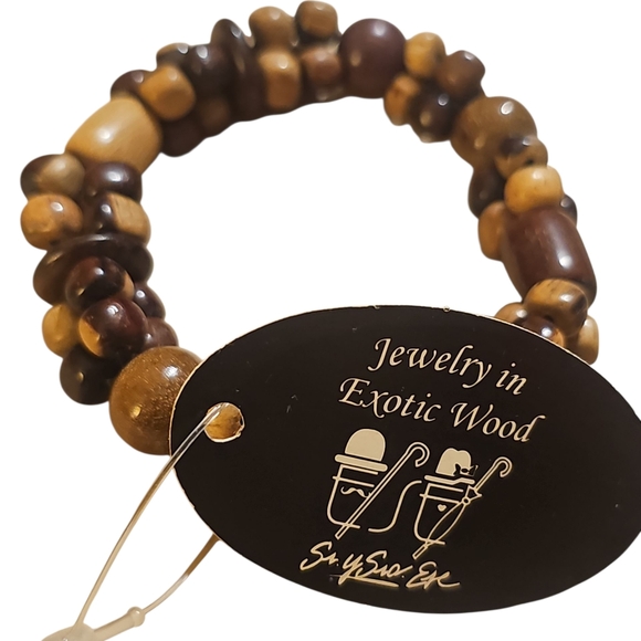 Exotic Wood Beaded Bracelet - Picture 1 of 3